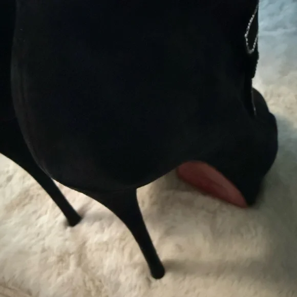 Christian Louboutin Black Heeled Boots with Rhinestone Accents - Picture 3 of 8